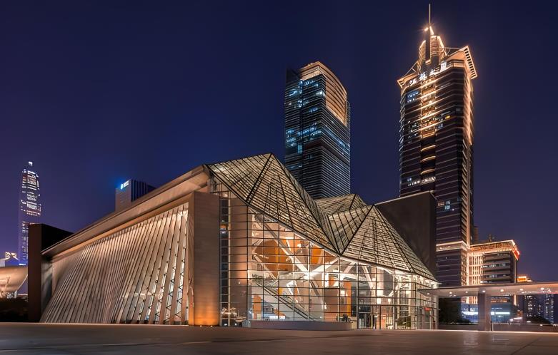 深圳福田中心區(qū)地標(biāo)建筑圖書館夜色 深圳福田中心區(qū)地標(biāo)建筑圖書館夜色